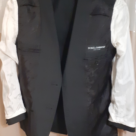 1450cad Italian D&G Dolce&Gabbana 70%wool 30%Silk Men black suit blazer 48 Lined - Picture 5 of 8